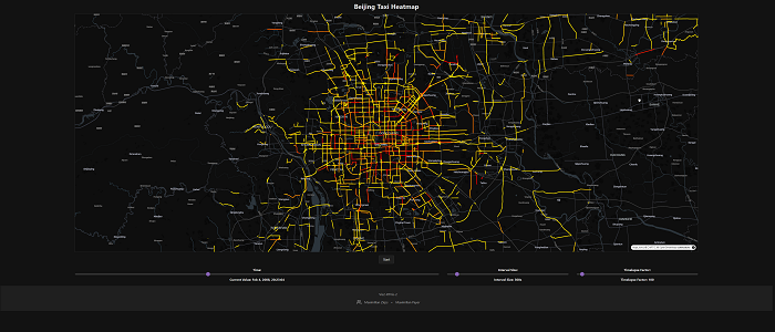 Beijing Taxi Heatmap Application Screenshot