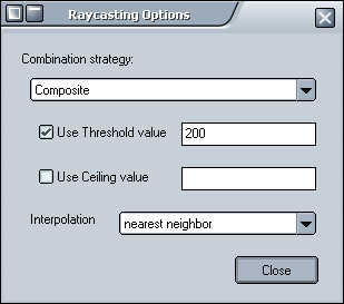 Raycasting options dialog