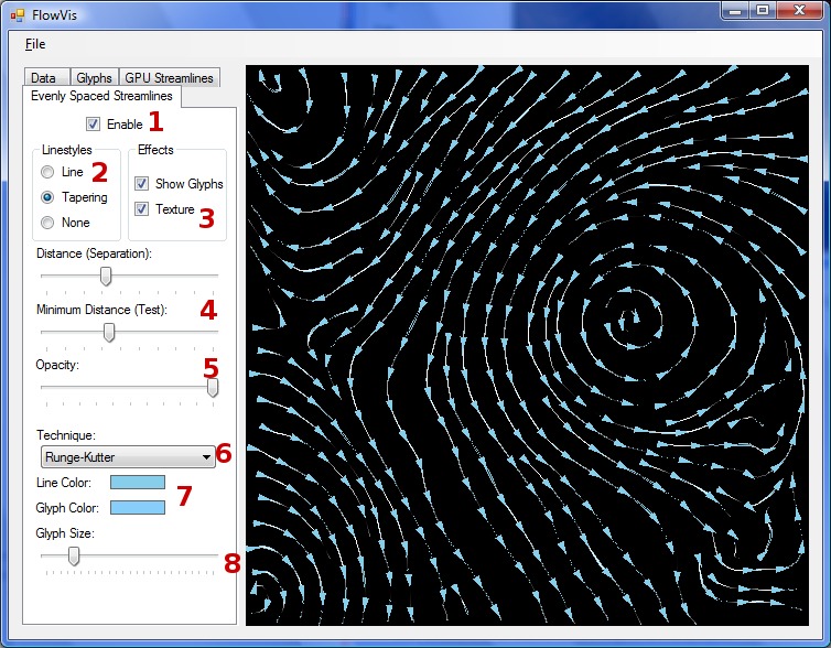 GUI Evenly Spaced Streamlines