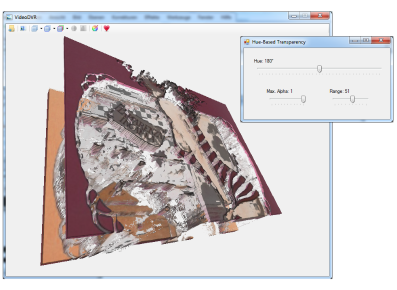 application of hue-based transparency