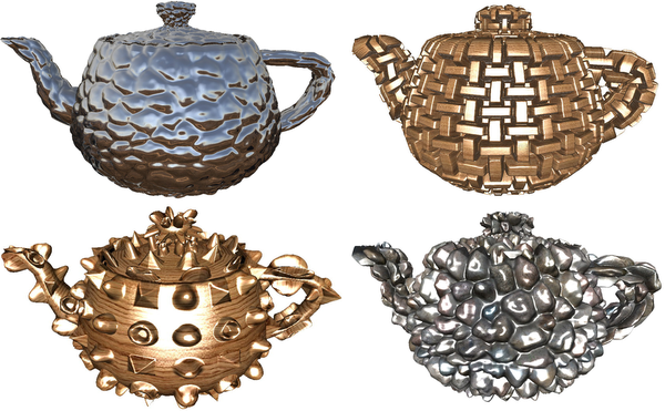 teapots: Shell mapped teapot with different textures