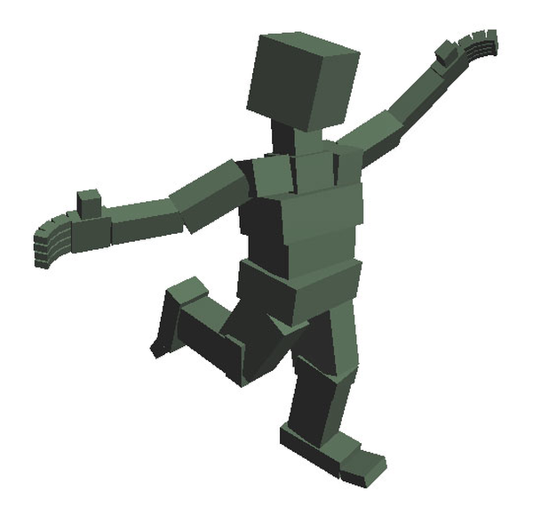 image: A humanoid figure modeled and posed using a shape grammar.