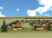 image: Example for a city modelled with our shape grammar.