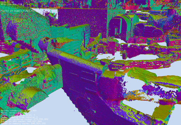 image: Normals estimated in the Domitilla Catacomb model with approximately 2 billion points.