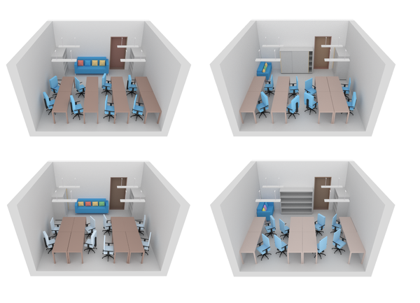 image: Four variations of an office.