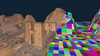 Rendered Point Cloud to the left and points/voxels colored by the containing octree node to the right.