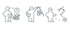An IKEA-like illustration of a person looking at a dataset, assembling a graph manually, and being happy with the result