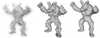Armadillo input point cloud, reconstruction with default parameters, reconstruction with optimized parameters