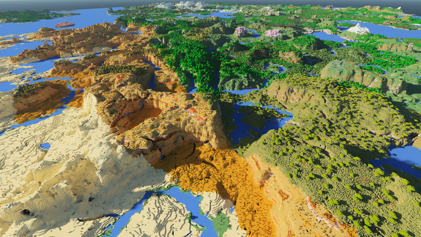image: Rendering of a large voxel world