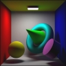 Radiosity box with diffuse quadric surfaces