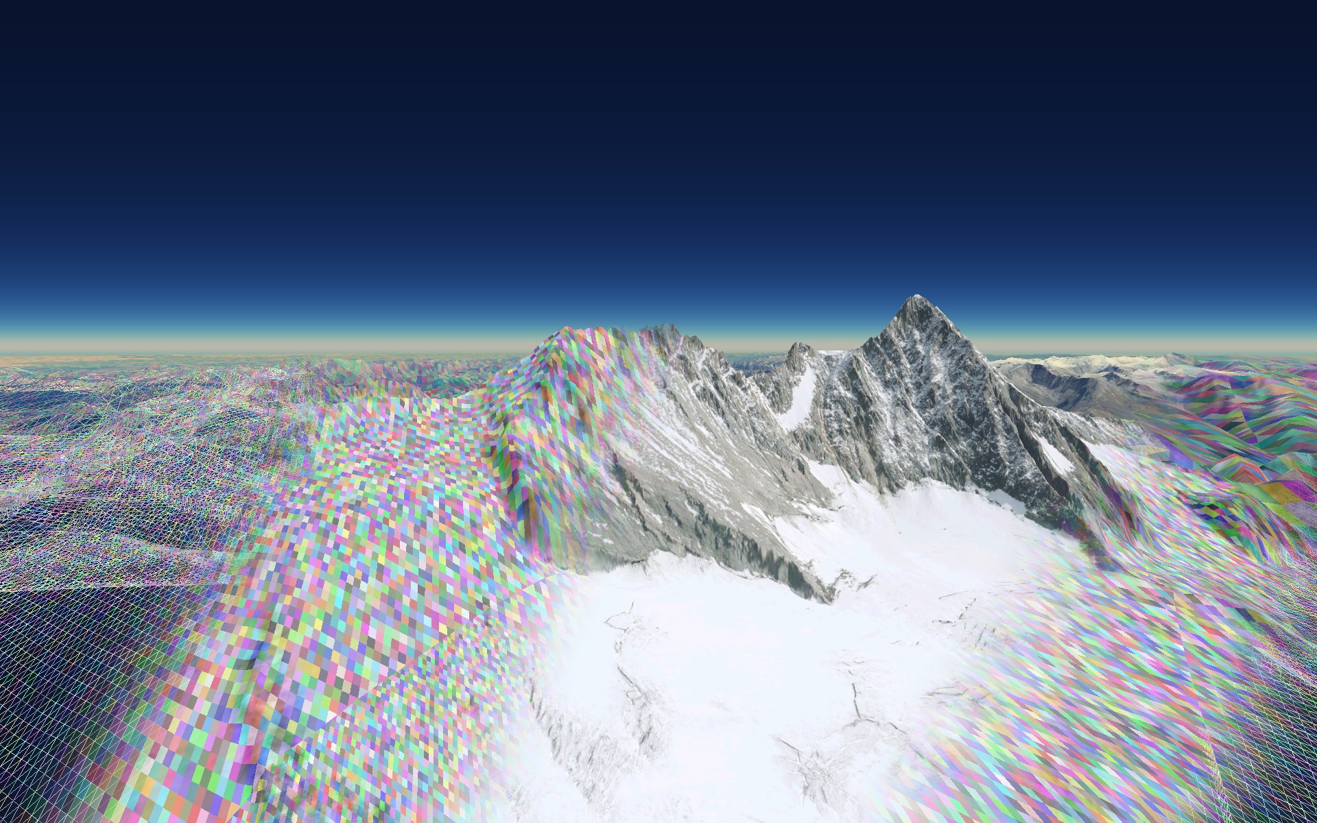 Image of Großglockner with mesh visualisation
