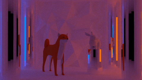 Shiba with Bunny in the mirror room - Rendering by Gawor Adrian Jan
