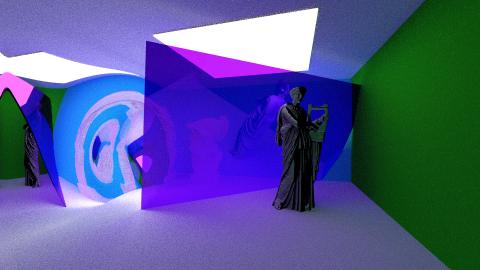 Violet glass and curved mirror - Rendering by Gasc Henri
