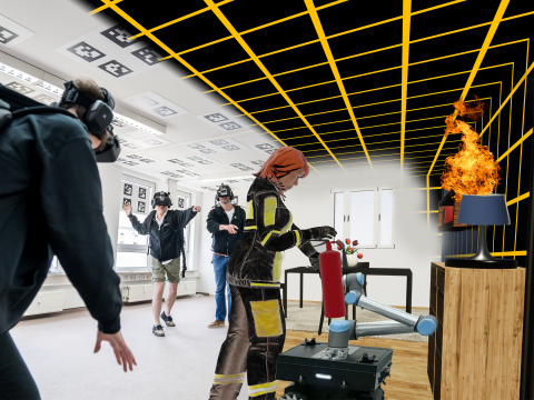 VR Environment embed by people using VR equipment