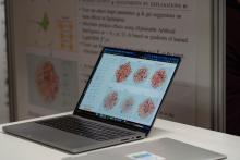 a laptop with geometric data