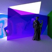 Violet glass and curved mirror - Rendering by Gasc Henri