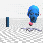 Screenshot of simulation, Magnets and ferromagnets interacting, magnetic field lines