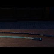 Frame of animation movie, sword in display