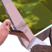 Frame of animation movie, two birds sitting on branch