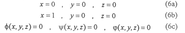 [equilibria for the system (x,y,z)          (6a-c)]