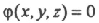 [phi(x,y,z)=0]